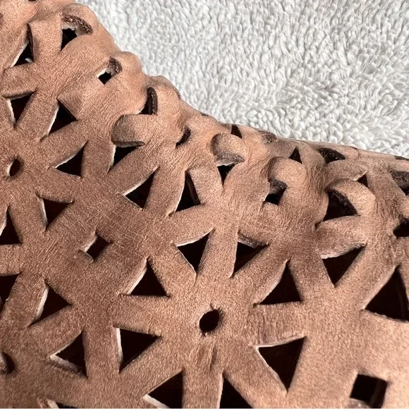 Musse & Cloud Athena Leather Laser Cut Western Ankle Boot Booties Tan Brown 10 - Picture 12 of 17